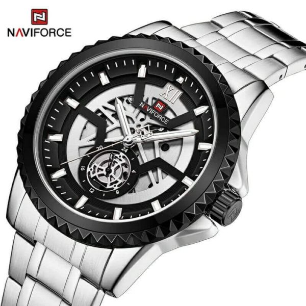 NAVIFORCE NF9186 Multifunction Stainless Steel Analog Wrist Watch For Men - Silver