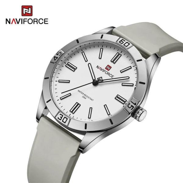 NaviForce NF5041 Women's Simple Analog Silicone Strap Round Dial Luminous Watch - Silver/Grey