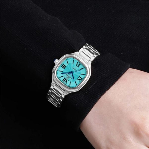 NaviForce NF5042 Elegant Simple Square Dial Roman Numeral Stainless Steel Watch For Women - Blue/Silver - Image 2