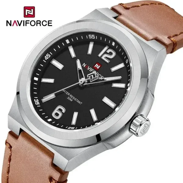 NaviForce NF9233 Men's Casually Classic Leather Strap Watch - Brown