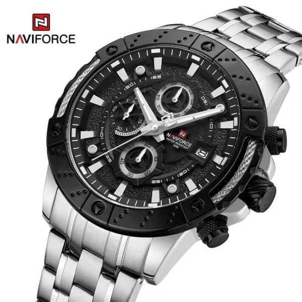 NaviForce NF9227 Men's Fashion Luxury Date Display Stainless Steel Chronograph Watch - Black/Silver