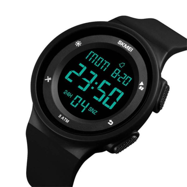 SKMEI 1445 Countdown Electronic Silicone LED Digital Sport Unisex Watch - Black