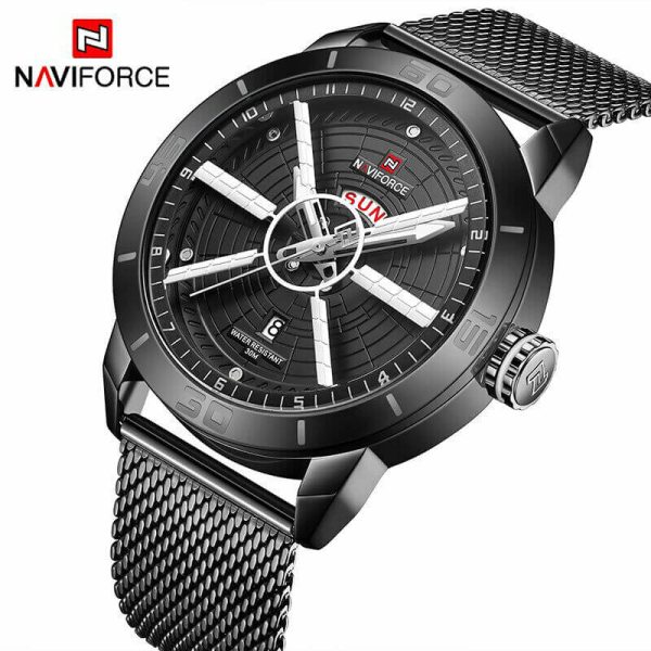 NAVIFORCE NF9155 Day Date Function Analog Quartz Watch – Black