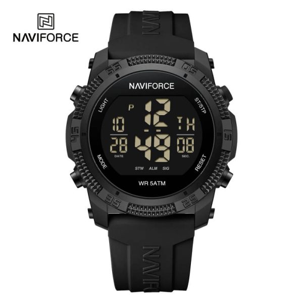 NaviForce NF7104 Sports Casual Digital Display Silicon Strap Watch For Men - Black - Image 2