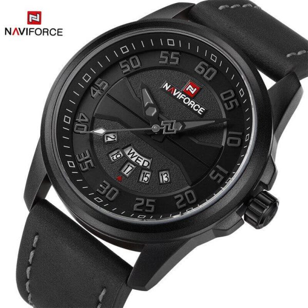 NaviForce NF9124 Day Date Function Analog Watch for Men – Black/Grey