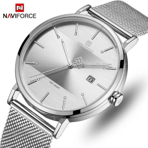 NAVIFORCE NF3008 Date Function Stylish Elegant Casual Quartz Watch For Women - Silver