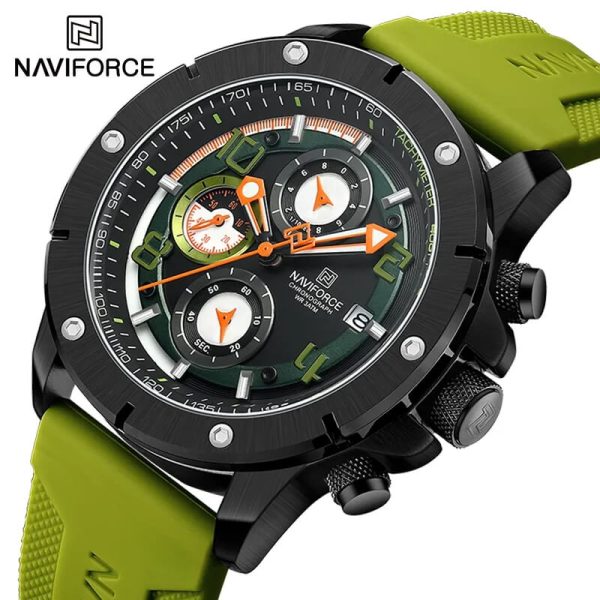 NaviForce NF8034 Business Fashion Chronograph Date Display Silicon Strap Watch For Men - Green