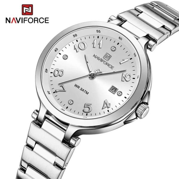 NaviForce NF5033 Women's Minimal Elegant Design Date Display Stainless Steel Watch - Silver