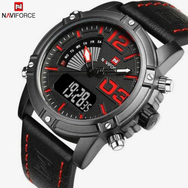 NaviForce NF9095 Double Time Analog/Digital Watch – Red/Black