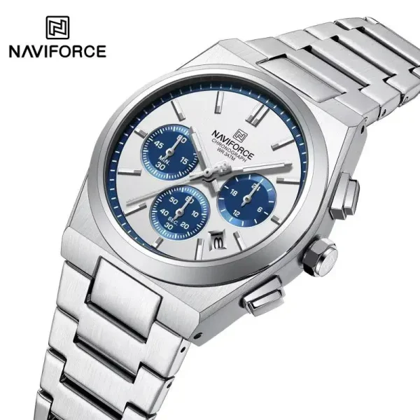 NaviForce NF8048 PRX Stopwatch Chronograph Watch for Women - White/Blue