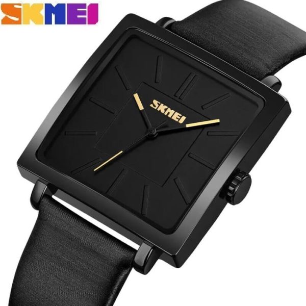 SKMEI 2032 Minimalist Design Casual Square Shape Dial Leather Strap Watch For Women - Black