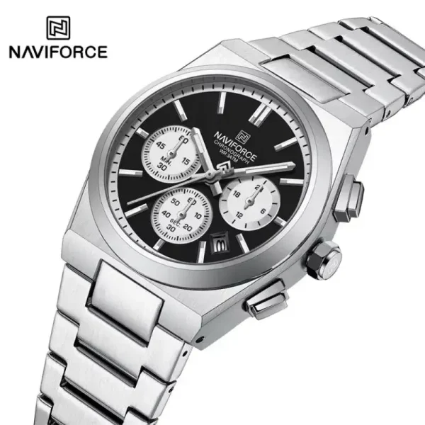 NaviForce NF8048 PRX Stopwatch Chronograph Watch for Women - Black/Silver