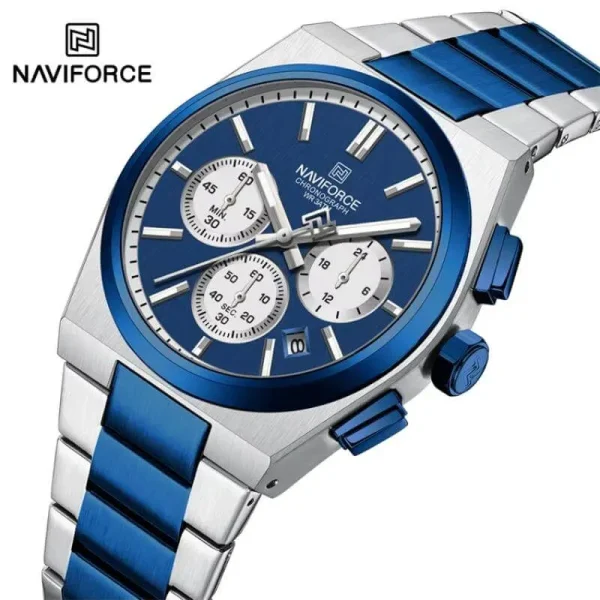 NaviForce NF8048 PRX Stopwatch Chronograph Watch for Men - Blue/silver