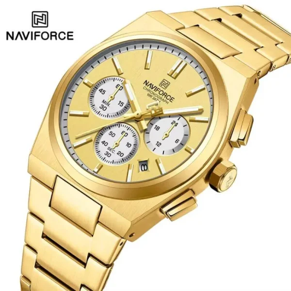 NaviForce NF8048 PRX Stopwatch Chronograph Watch for Men - Golden