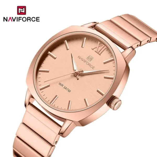 NaviForce NF5044 Elegant Simple Minimalist Dial Stainlees Steel Watch for Women - Rosegold