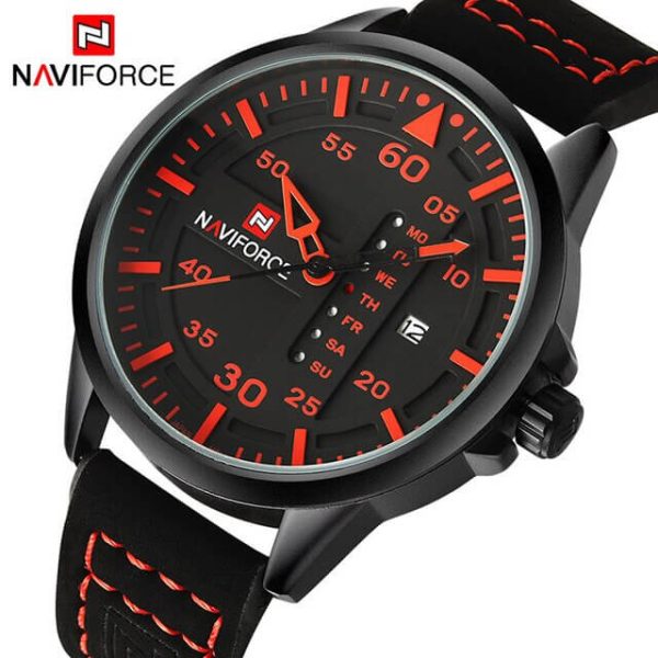 NaviForce NF9074 Date/Function Analog Watch – Red/Black