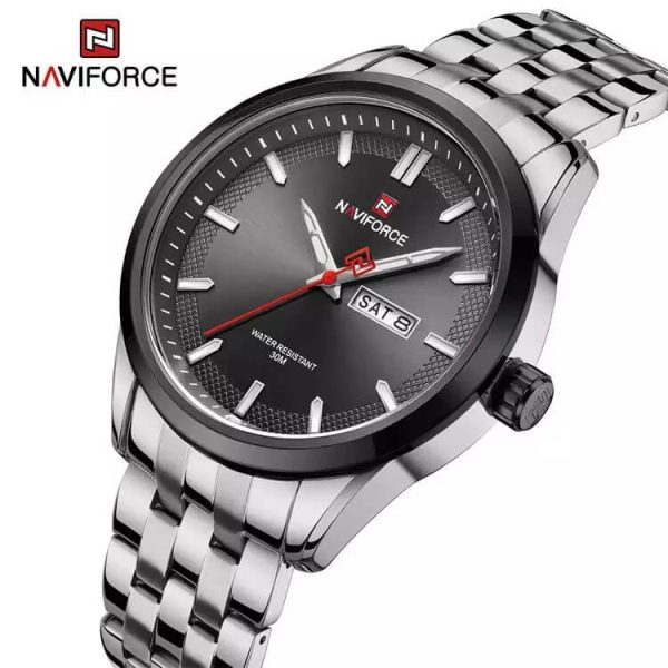 NaviForce NF9203 Men's Casual Day Date Display Stainless Steel Luminous Quartz Watch - Black/Silver