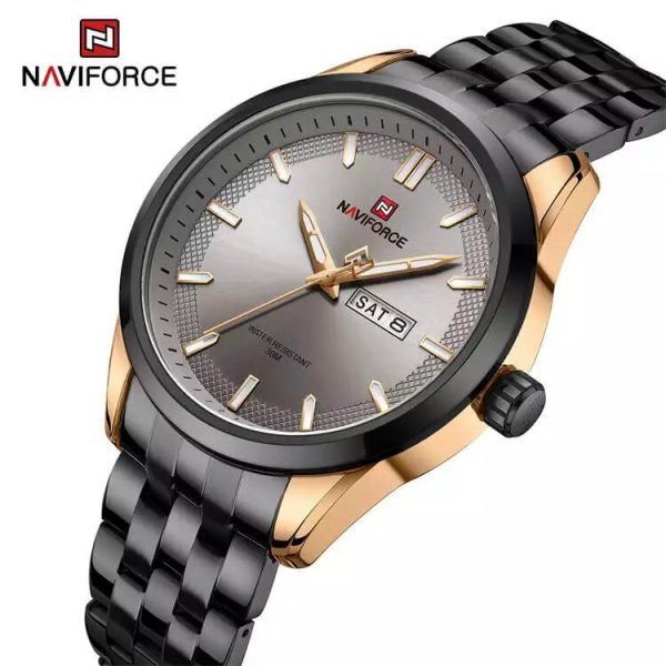 NaviForce NF9203 Men's Casual Day Date Display Stainless Steel Luminous Quartz Watch - Black