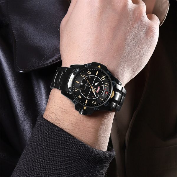 NaviForce NF9204 Stylish Day Date Display Stainless Steel Military Watch For Men - Yellow/Black - Image 2