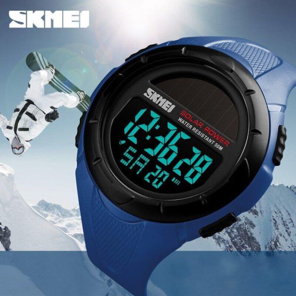 SKMEI 1405 Solar Power LED Digital 50M Waterproof Luminous Watch - Blue - Image 2