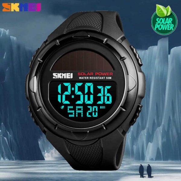 SKMEI 1405 Solar Power LED Digital 50M Waterproof Luminous Watch - Black - Image 2