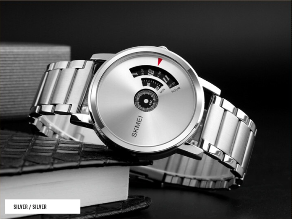 SKMEI 1260 Luxury Stainless Steel Unique Dial Unisex Watch - Silver - Image 2