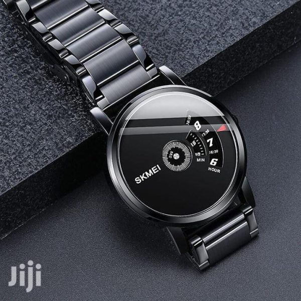 SKMEI 1260 Luxury Stainless Steel Unique Dial Unisex Watch - Black - Image 2