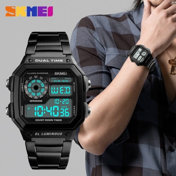 SKMEI  1335 Dual Time Digital Chronograph Watch For Men - Black - Image 2