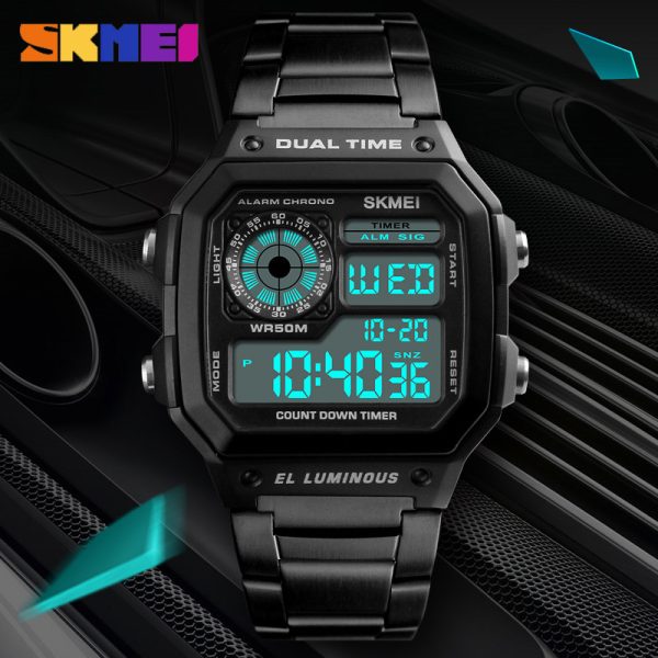 SKMEI  1335 Dual Time Digital Chronograph Watch For Men - Black