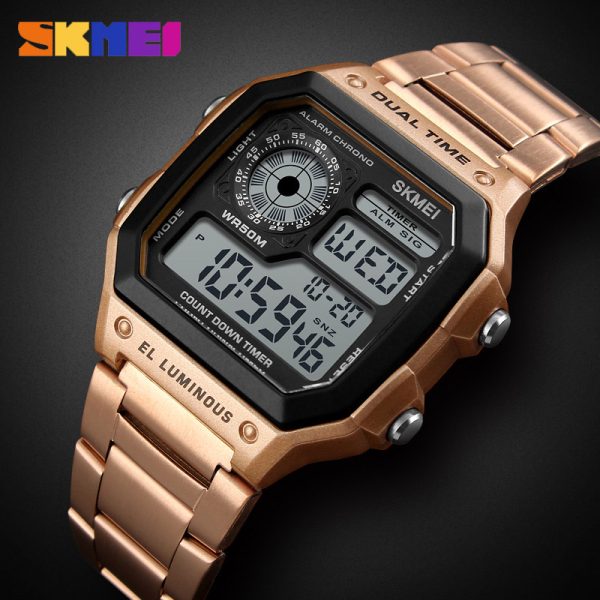 SKMEI  1335 Dual Time Digital Chronograph Watch For Men - RoseGold