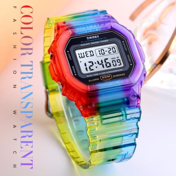 SKMEI 1622 Fashion Electroplated Case Transparent Strap  Digital Wristwatch - Mixed Color - Image 2