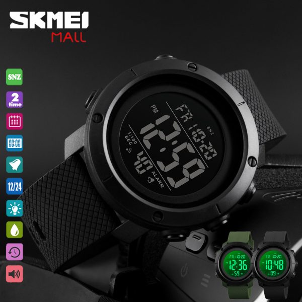 SKMEI 1426 Men's Waterproof LED Digital Movement Sport Fashion Watch - Black - Image 2