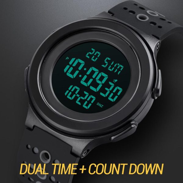 SKMEI 1733 Multi-functional Digital Outdoor Sport Round Dial Casual Watch For Men - Black - Image 2