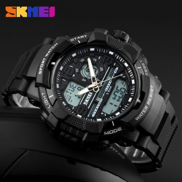 SKMEI 1164 Sports Digital LED Dual Display Alarm Chrono Backlight Waterproof Watches For Men - Black - Image 2