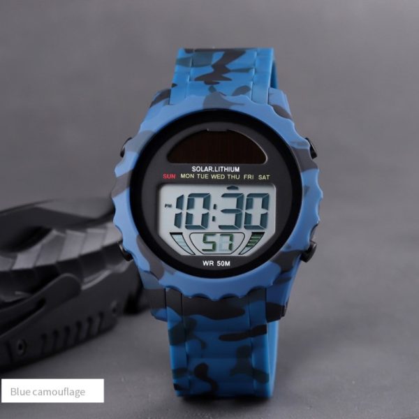 SKMEI 1585  Men Sports Solar Power Lithium Battery Digital Waterproof Wrist watch - Blue - Image 2