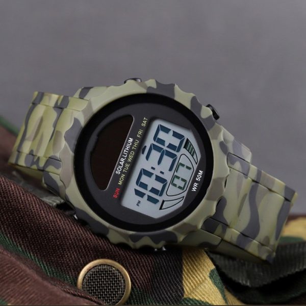 SKMEI 1585  Men Sports Solar Power Lithium Battery Digital Waterproof Wrist watch - Green - Image 2