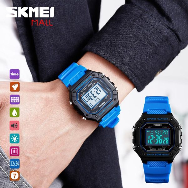 SKMEI 1496 Multifunction 50M Waterproof Digital Sporty Watch with Silicone Strap For Men - Blue - Image 2