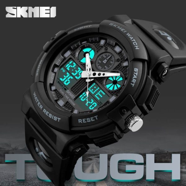 SKMEI 1270 Digital Analog Multifunction Men's Military Outdoor Chrono EL Light Display Sport Watch - Black - Image 2