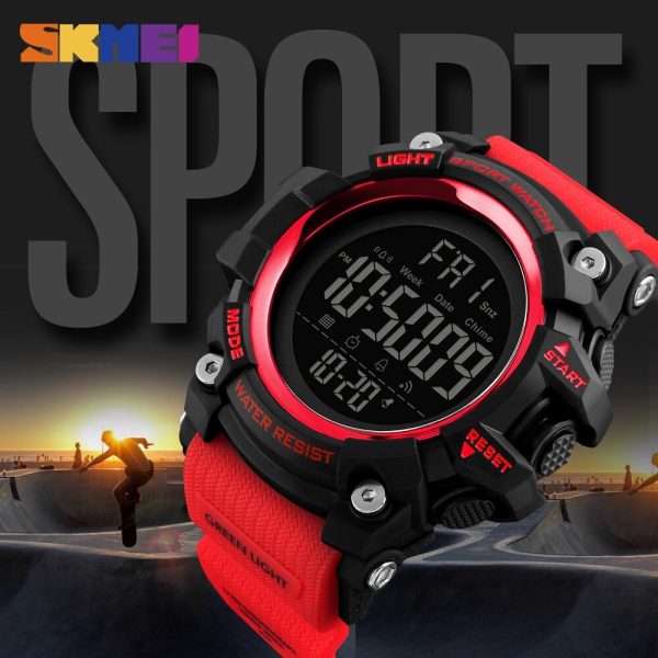 SKMEI 1384 Men's Outdoor Sports Electronic Backlight Waterproof Multi-time Alarm Watch - Red