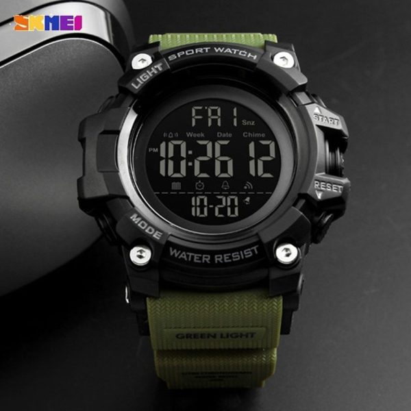 SKMEI 1384 Men's Outdoor Sports Electronic Backlight Waterproof Multi-time Alarm Watch - Green