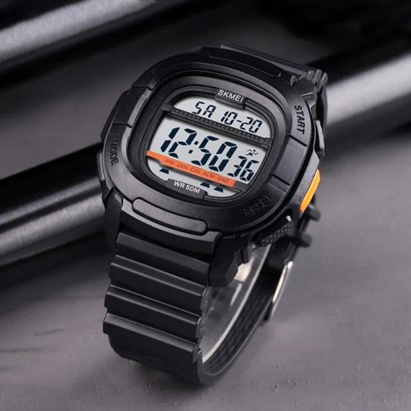 SKMEI 1657 Men's Sports Electronic Digital 50 M Waterproof Luminous Wrist watch - Black/White - Image 3