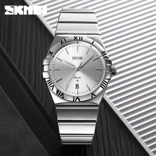 SKMEI 9257 Business Casual Roman Numeral Date Display Stainless Steel Wristwatch For Men - Silver - Image 2