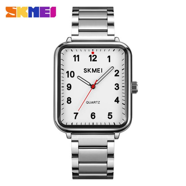 SKMEI 1955 Casual Elegant Rectangle Dial Shape Stainless Steel Women Quartz Watch -Silver