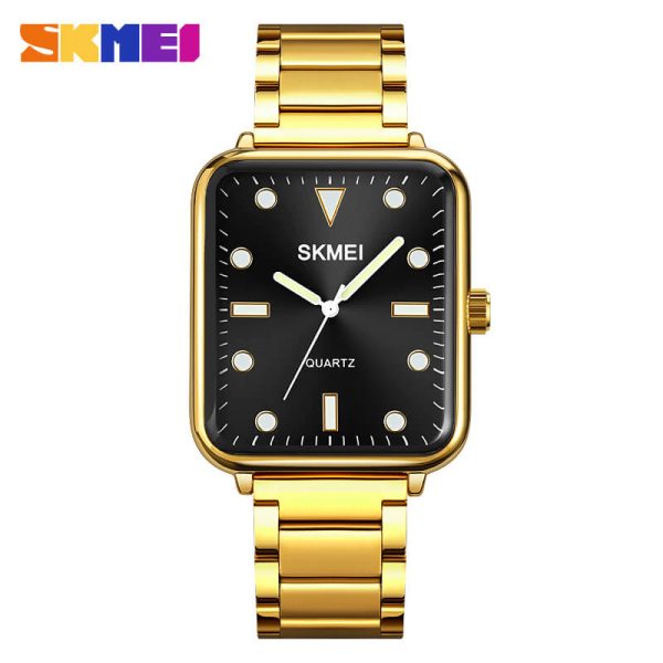 SKMEI 1955 Casual Elegant Rectangle Dial Shape Stainless Steel Women Quartz Watch - Golden/Black