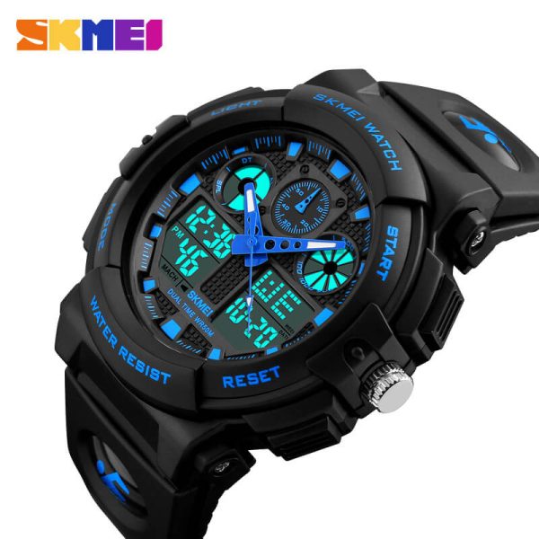 SKMEI 1270 Digital Analog Multifunction Men's Military Outdoor Chrono EL Light Display Sport Watch - Blue/Black