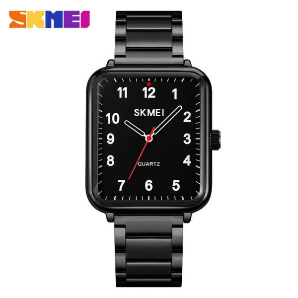 SKMEI 1955 Casual Elegant Rectangle Dial Shape Stainless Steel Women Quartz Watch - Black