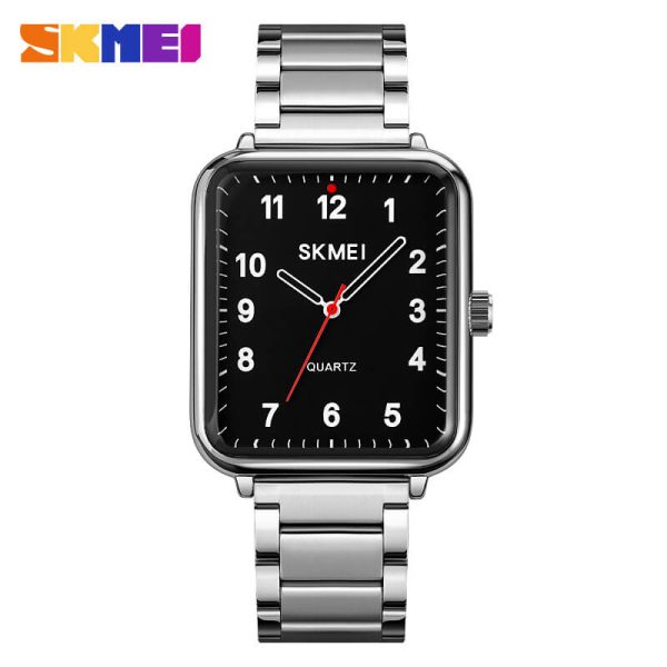 SKMEI 1955 Casual Elegant Rectangle Dial Shape Stainless Steel Women Quartz Watch - Silver/Black