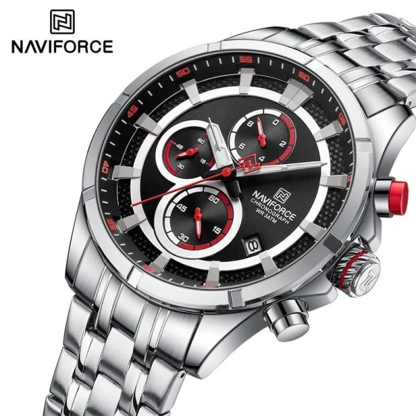 NaviForce NF8046 Business Chronograph Lumnious Date Display Stainless Steel Watch For Men - Black/Silver