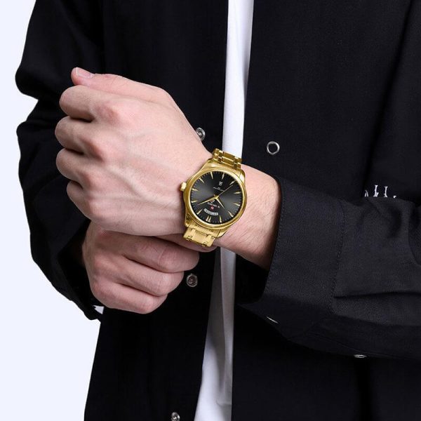 NaviForce NF9213 Men's Casual Day Date Display Stainless Steel Luminous Quartz Watch - Black/Golden - Image 2