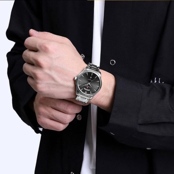 NaviForce NF9213 Men's Casual Day Date Display Stainless Steel Luminous Quartz Watch - Silver/Black - Image 2